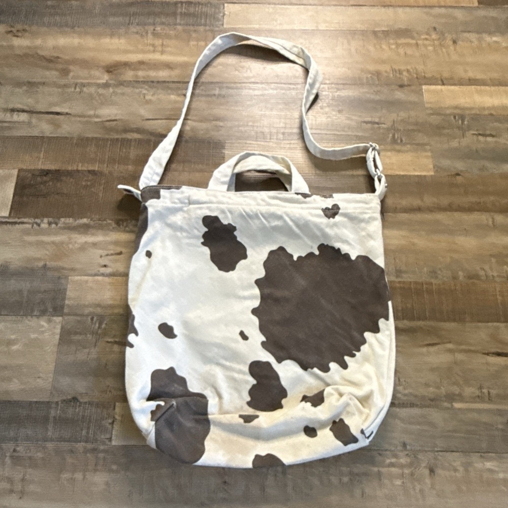 Baggu Classic Canvas Duck Bag In Brown Cow Print Tote Bag